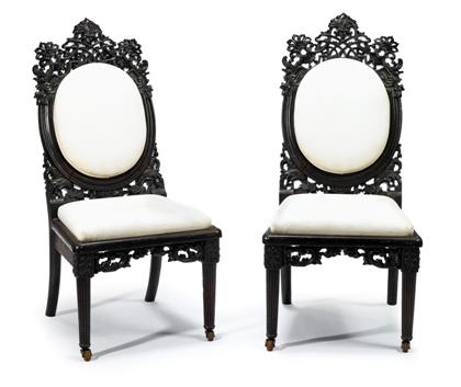 Pair of Anglo-Chinese zitan chairs