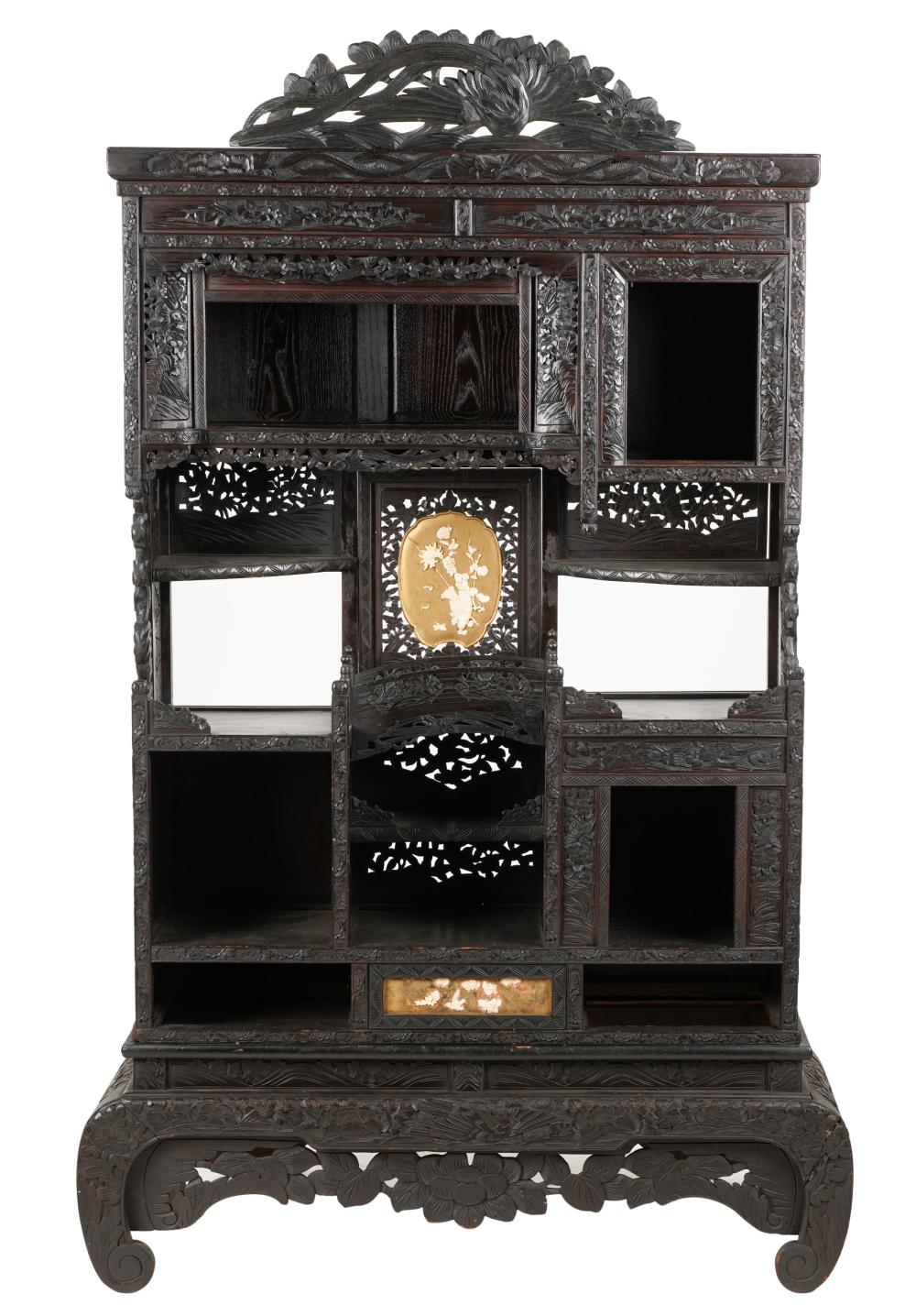 JAPANESE CARVED SHODANA CABINETJapanese 3045bf