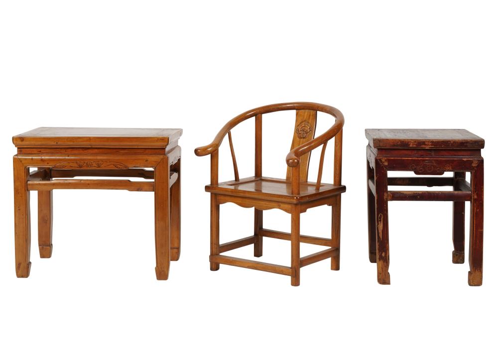 TWO CHINESE END TABLES AND CHILD S 3045c8