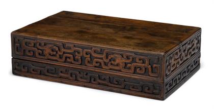 Unusual Chinese carved wood box 4d3cc