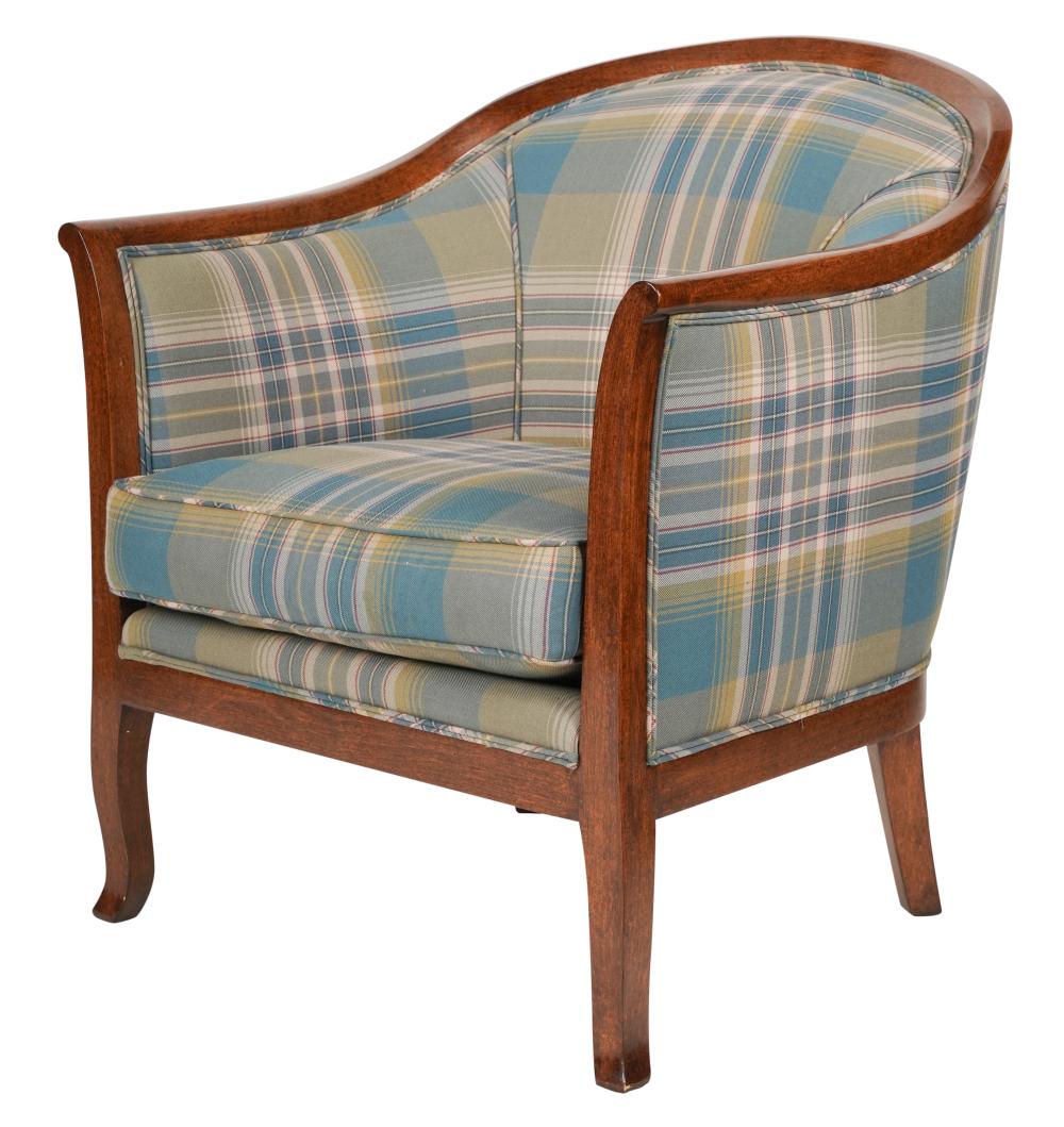 UPHOLSTERED BARREL ARMCHAIRUpholstered