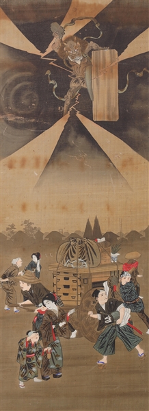 Antique Japanese painting on silk 30465c