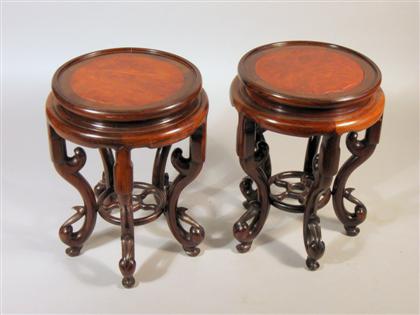 Pair of Chinese hardwood and burlwood