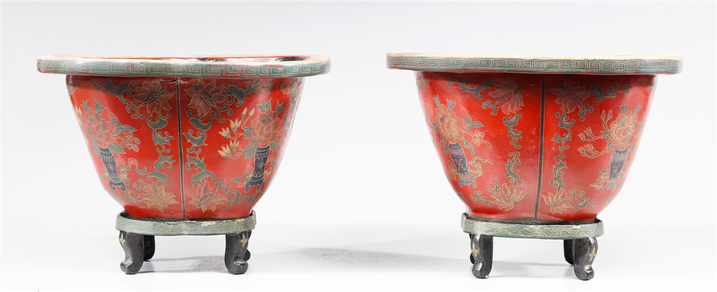 Pair of Chinese red lacquer jardini re 304704