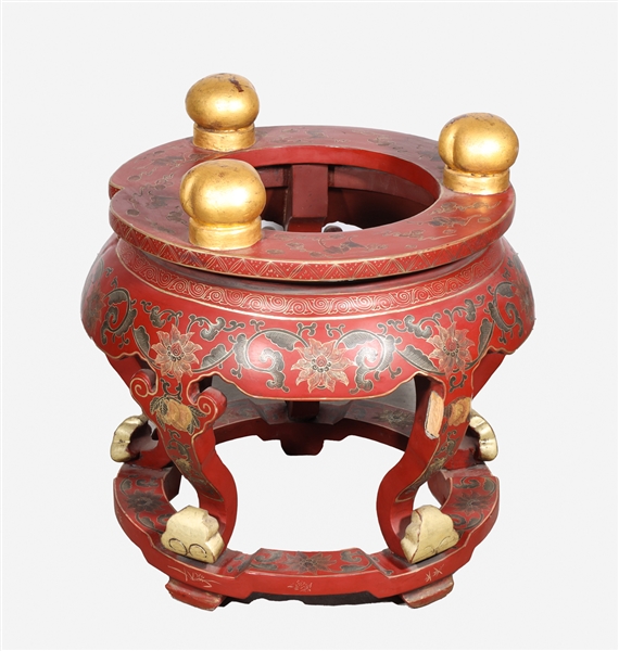 Large Chinese red lacquer stand