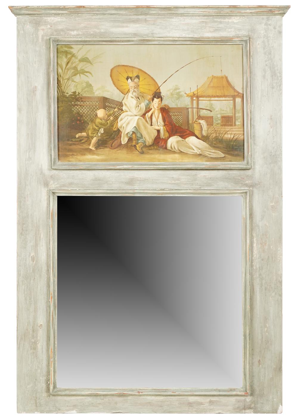 CHINOISERIE PAINTED TRUMEAU MIRRORChinoiserie 30474f
