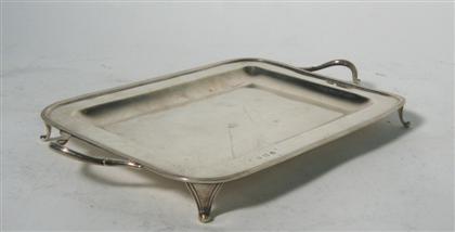 Small English silver two-handled tray