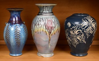 Three vintage studio pottery vases,