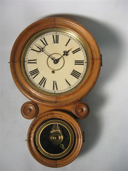 Small oak "regulator" wall clock