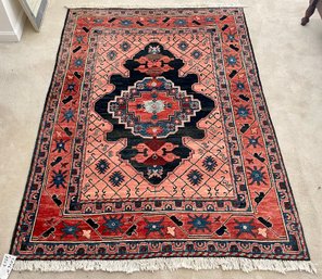 Oriental area rug with central