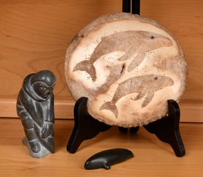 Three vintage Inuit carvings including  307221