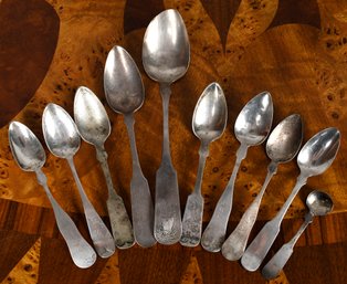 Ten coin silver spoons by makers 307225