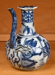 A vintage Chinese blue and white glazed