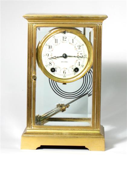 French brass and glass mantle clock