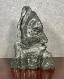 Inuit black soapstone carving,