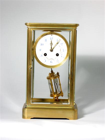 French brass and glass shelf clock