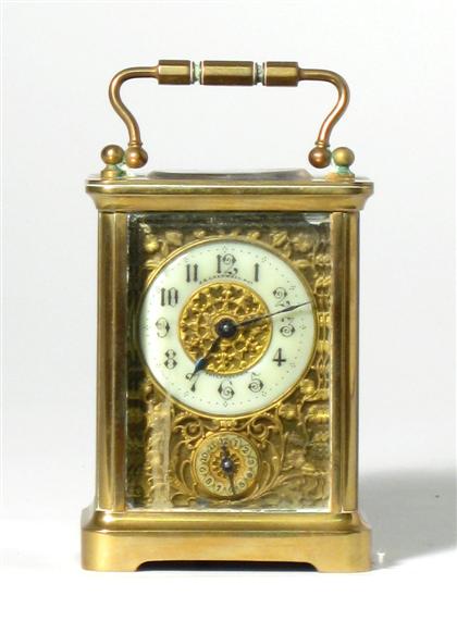 French brass and glass carriage clock