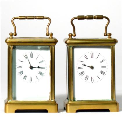 2 French brass and glass carriage clocks