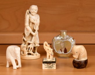 Five vintage Asian collectibles,