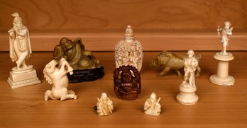 10 collectible carvings of bone, wood