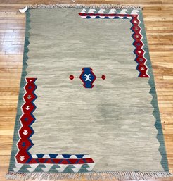 A ca 1950 vintage flat weave rug  307306