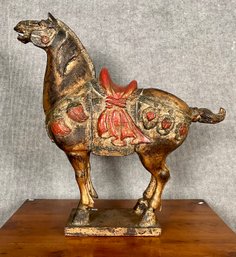 A vintage Chinese wood horse, in