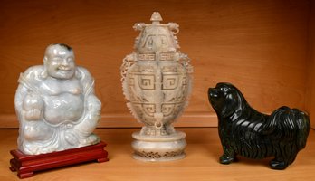 A carved jade Buddha figure 6 5 H  30735b