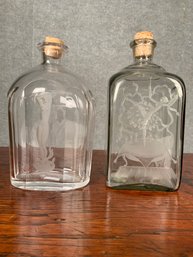 Two Orrefors signed vintage bottles,