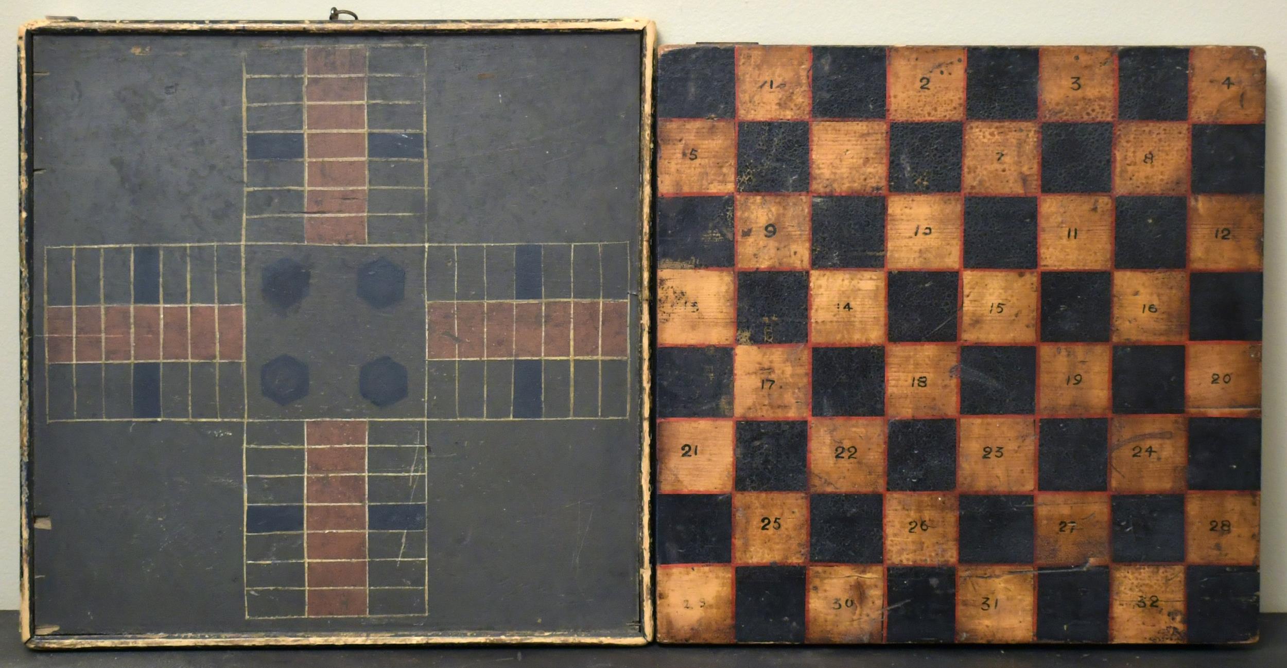 TWO ANTIQUE GAME BOARDS Late 19th early 30737e