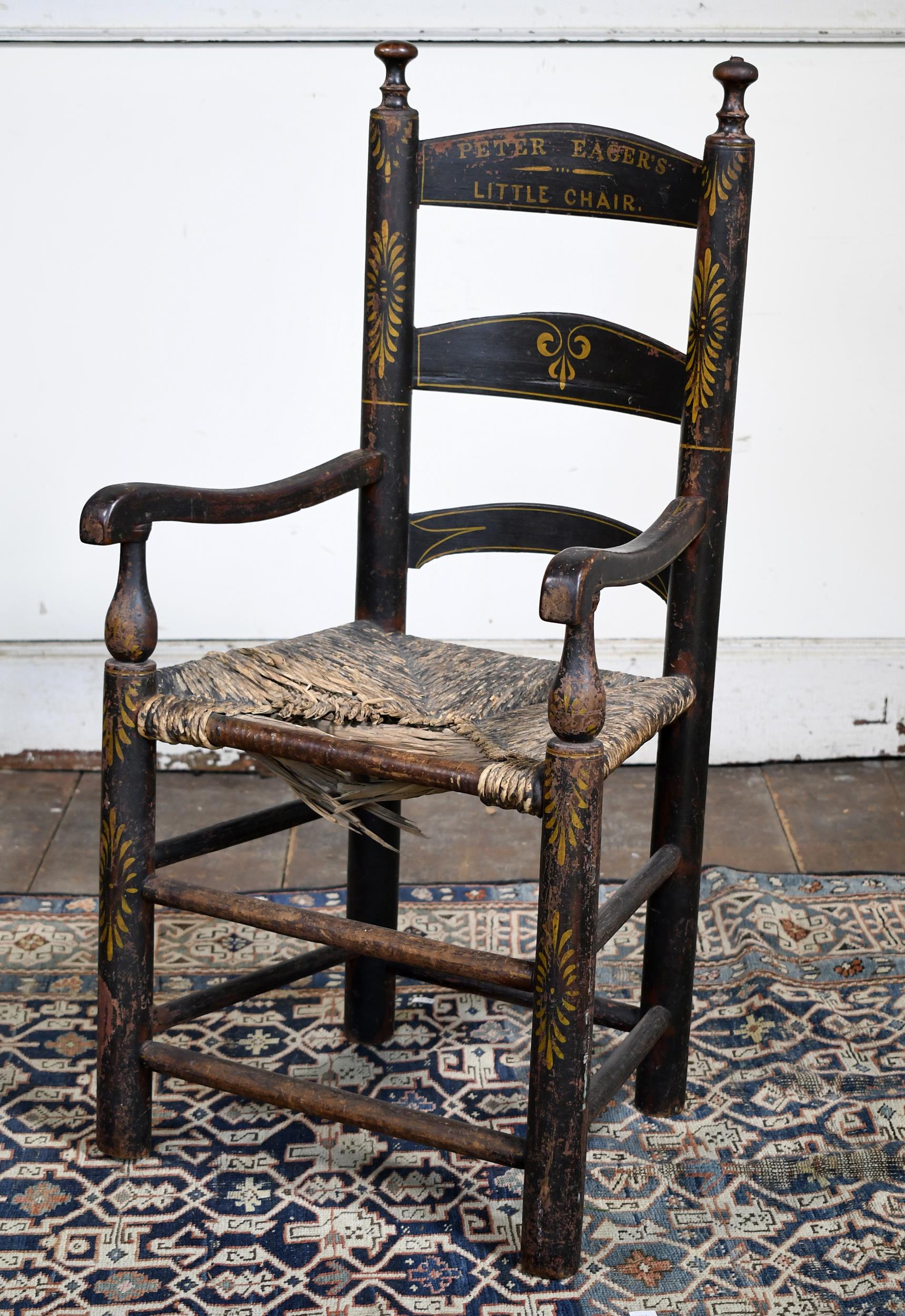 EARLY 19TH C. PAINTED YOUTHS CHAIR.