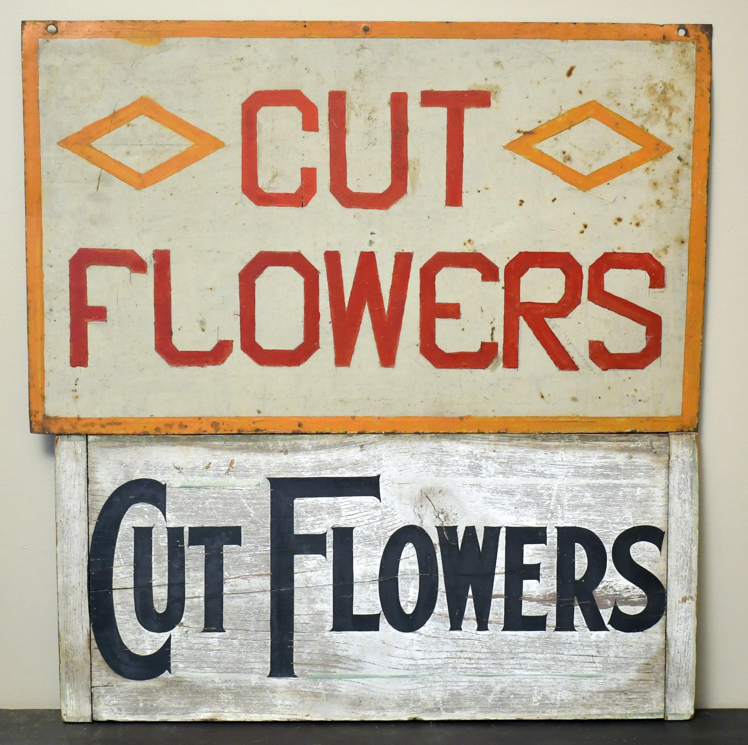 TWO VINTAGE CUT FLOWER TRADE SIGNS  307388