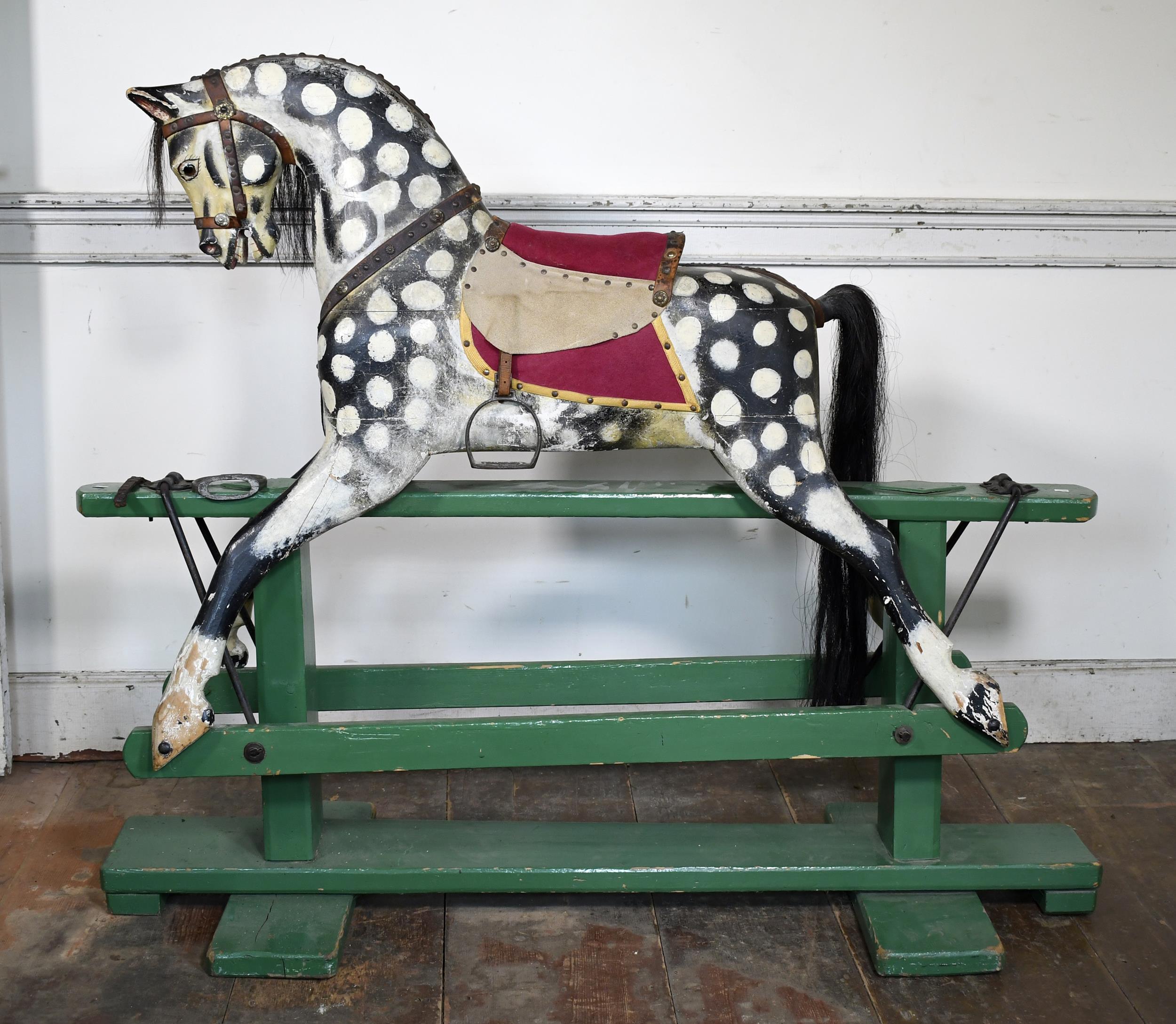 LARGE ANTIQUE PAINTED HOBBY HORSE  307387