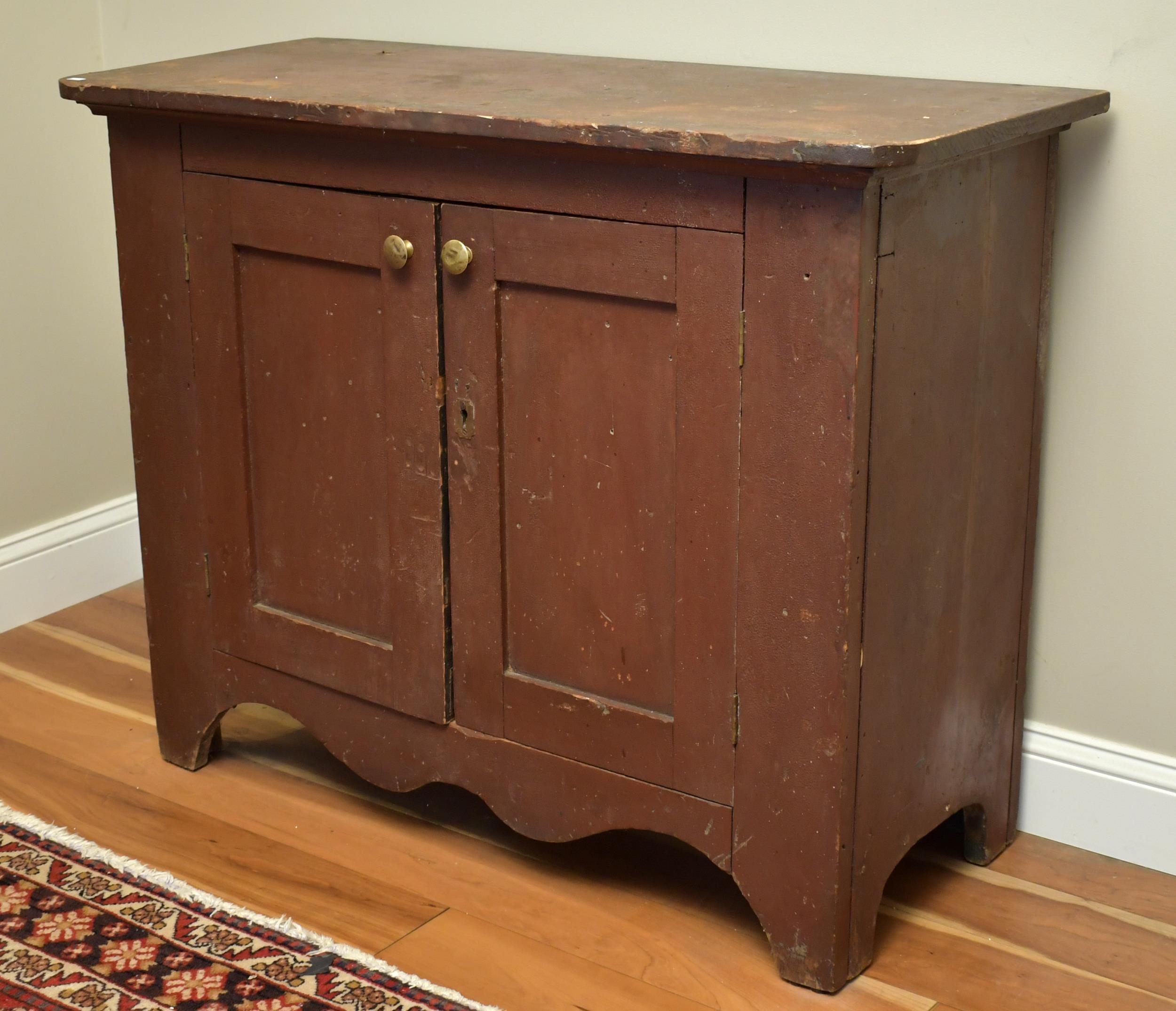 19TH C. RED PAINTED SERVER/CABINET.