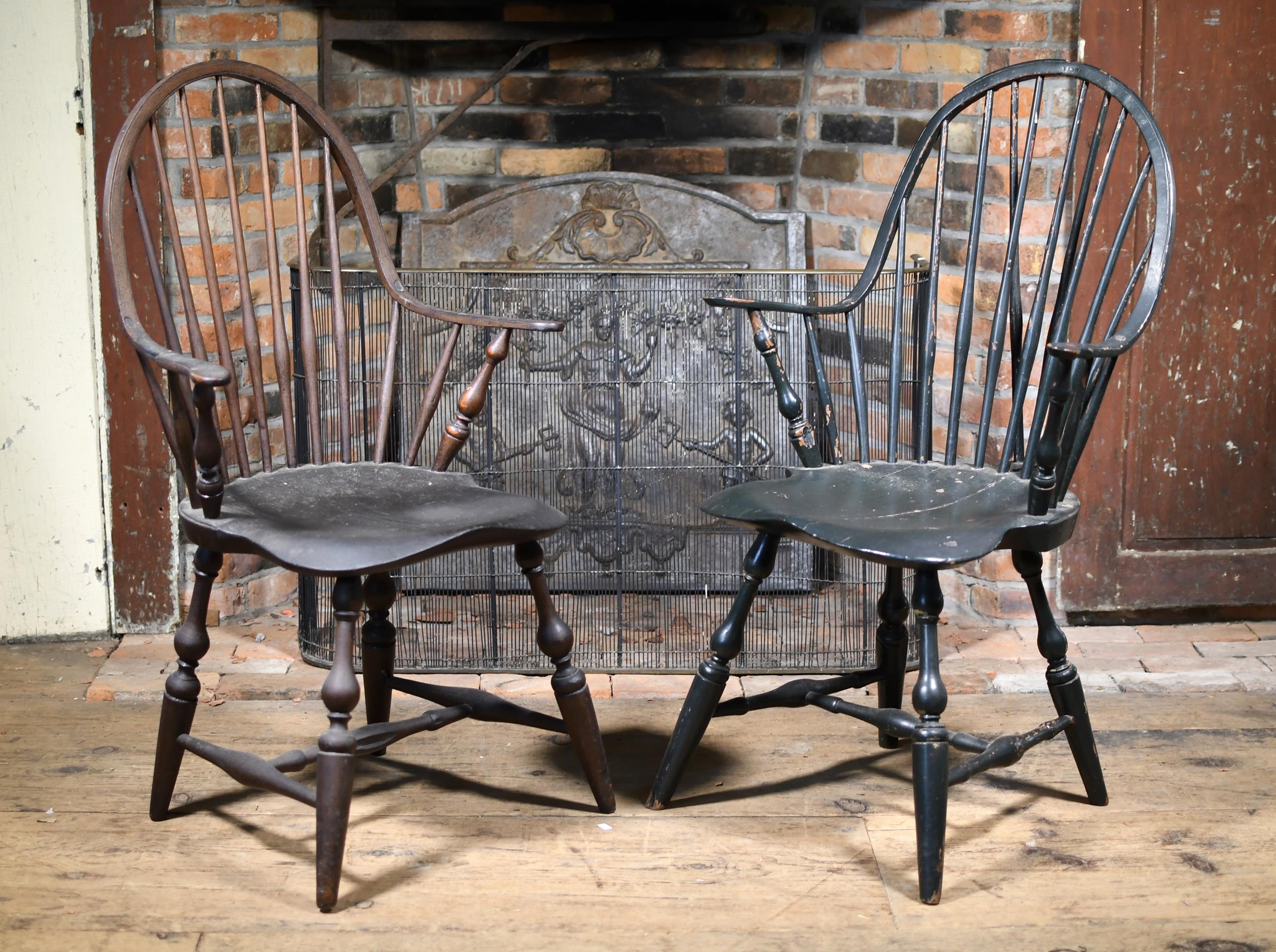 TWO 18TH C WINDSOR ARMCHAIRS  3073c2