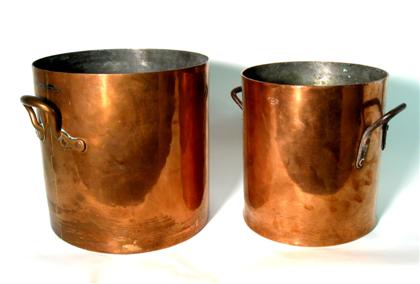 Two large cylindrical copper kettles 4d862