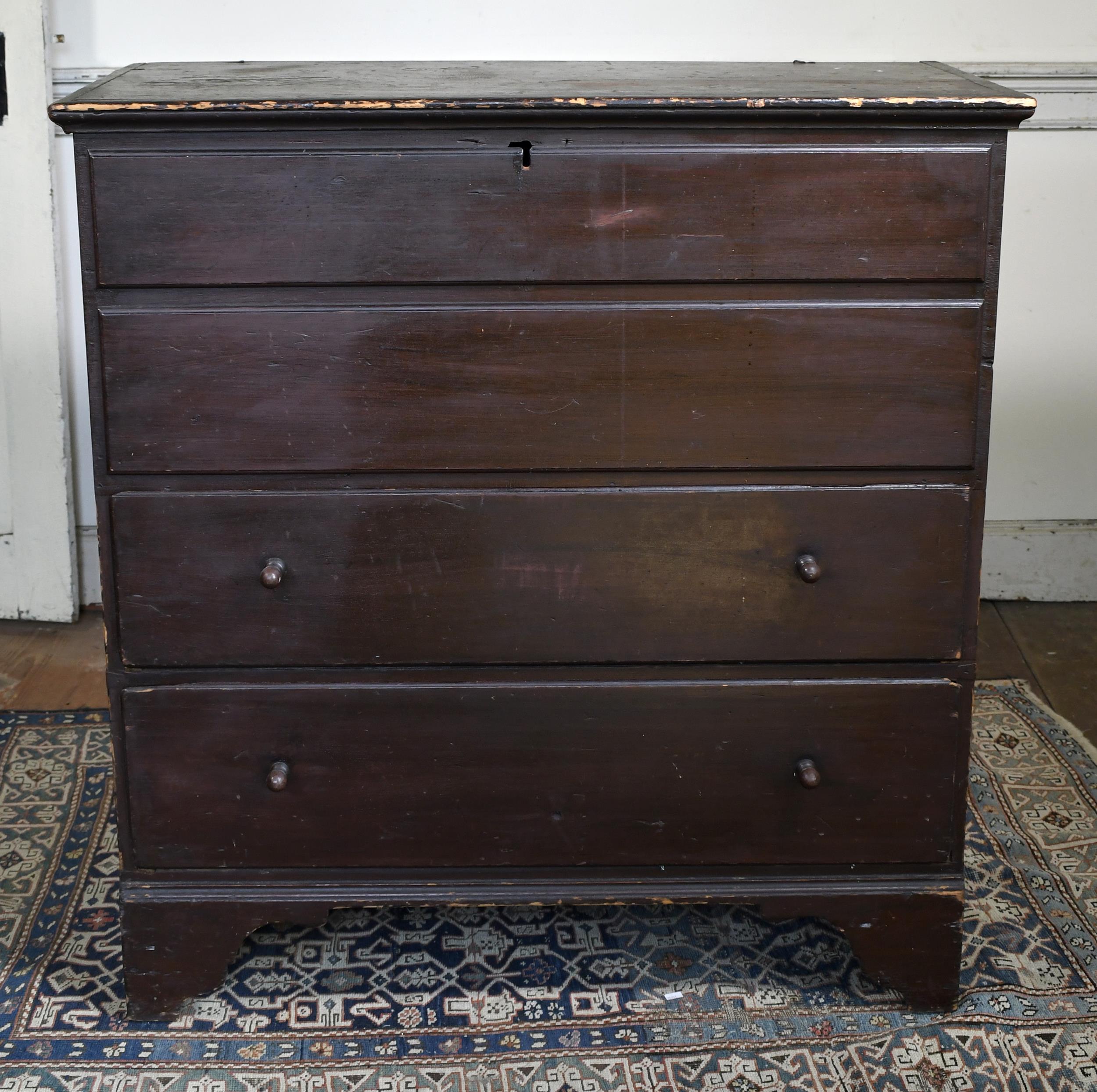 18TH C CT PAINTED QA TWO DRAWER 3073d8