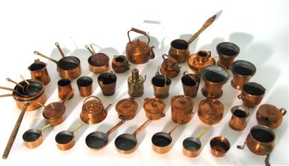 Collection of small copper utensils