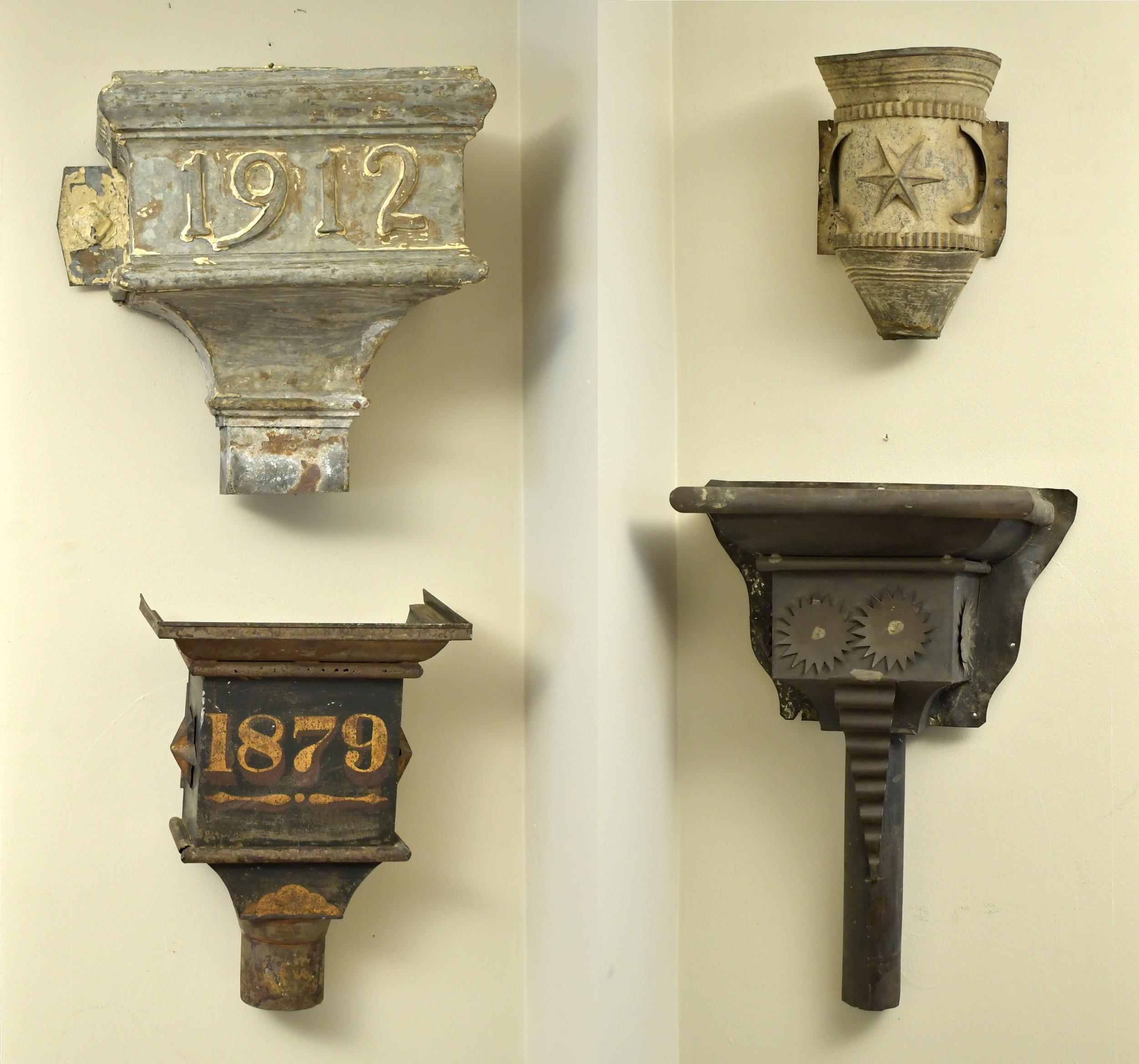 FOUR ANTIQUE ARCHITECTURAL GUTTER