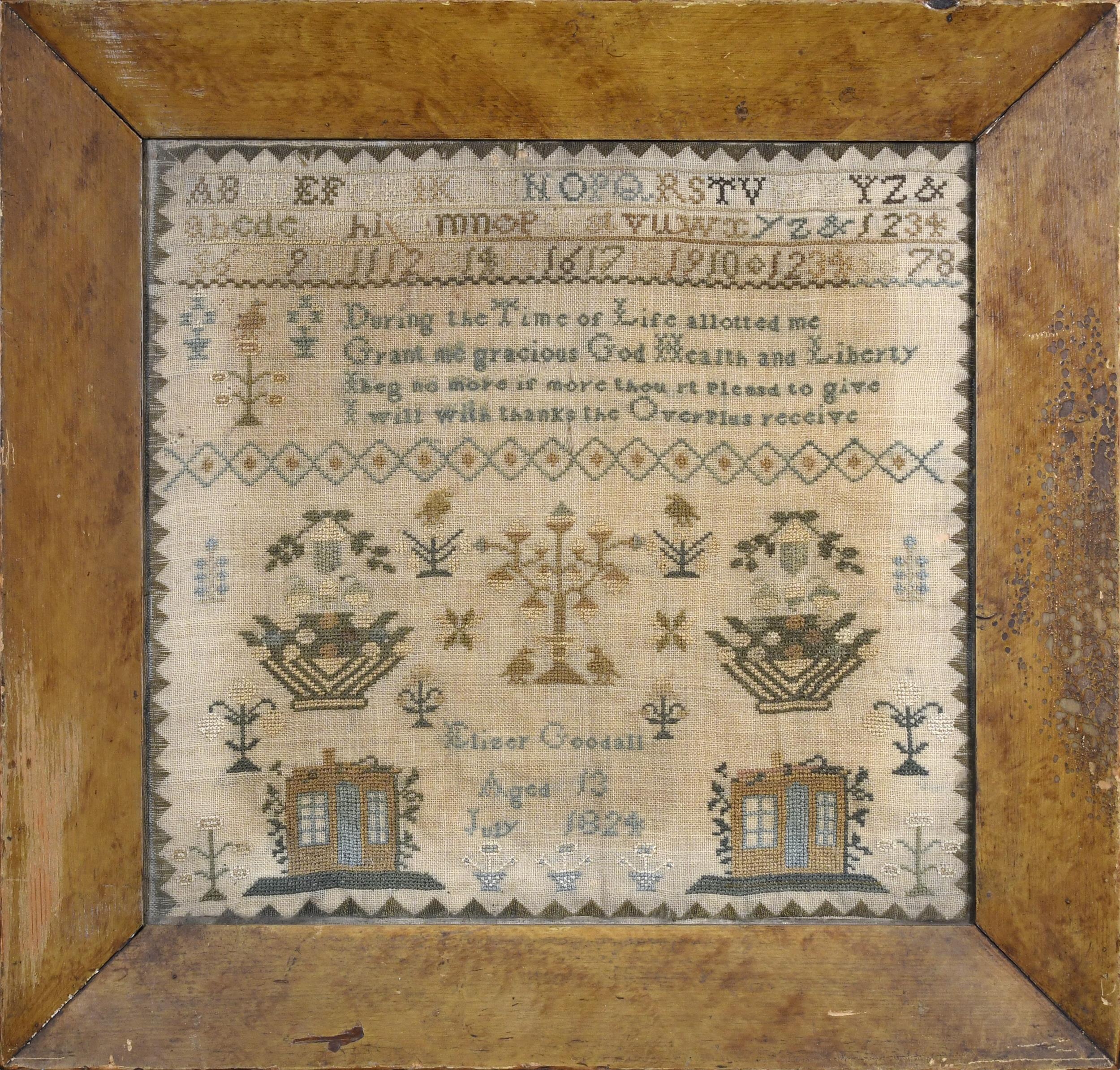 1824 NEEDLEWORK SAMPLER, ELIZA