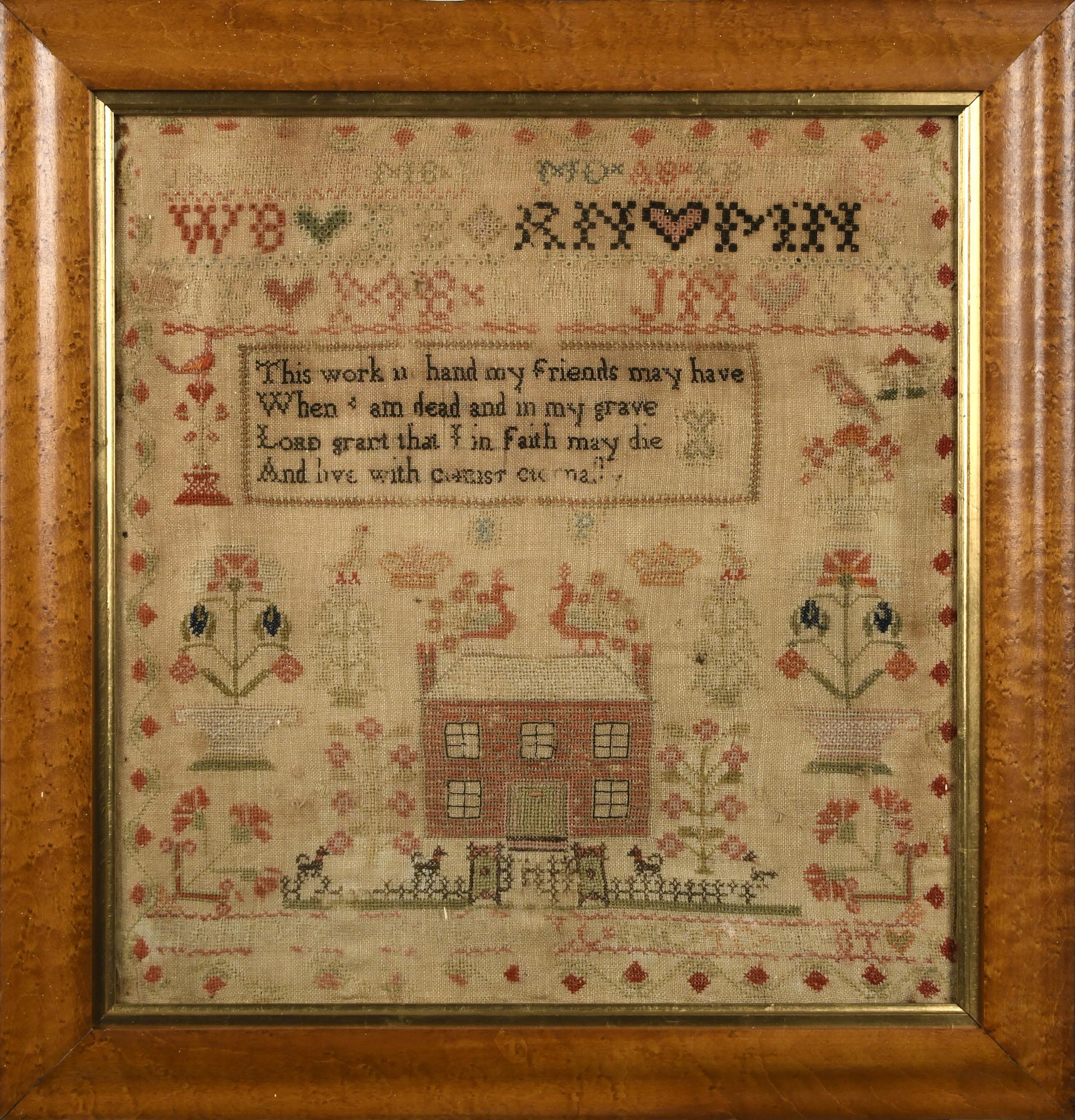 19TH C. NEEDLEWORK SAMPLER. 19th