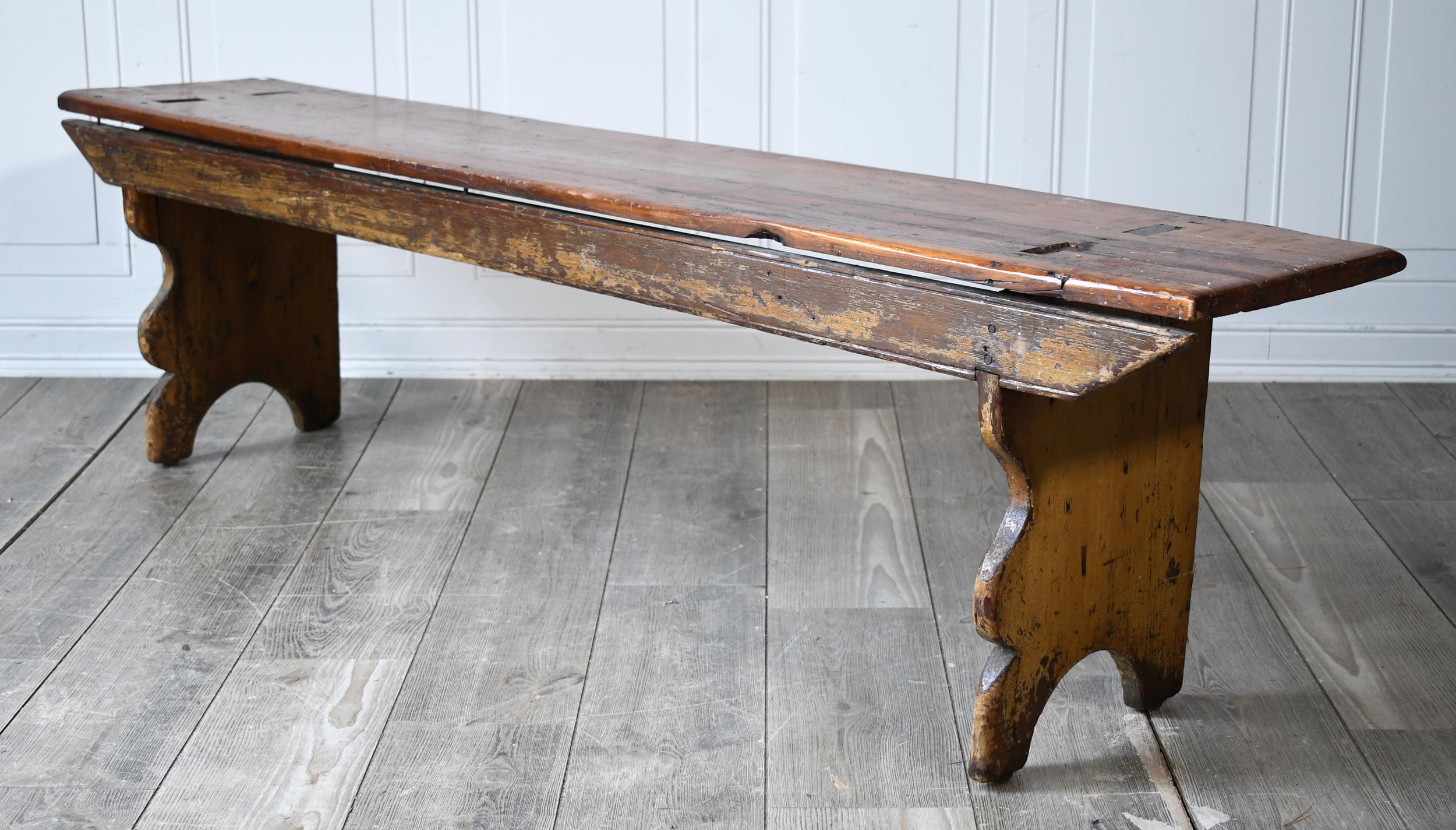 EARLY 19TH C. PA PAINTED BENCH.