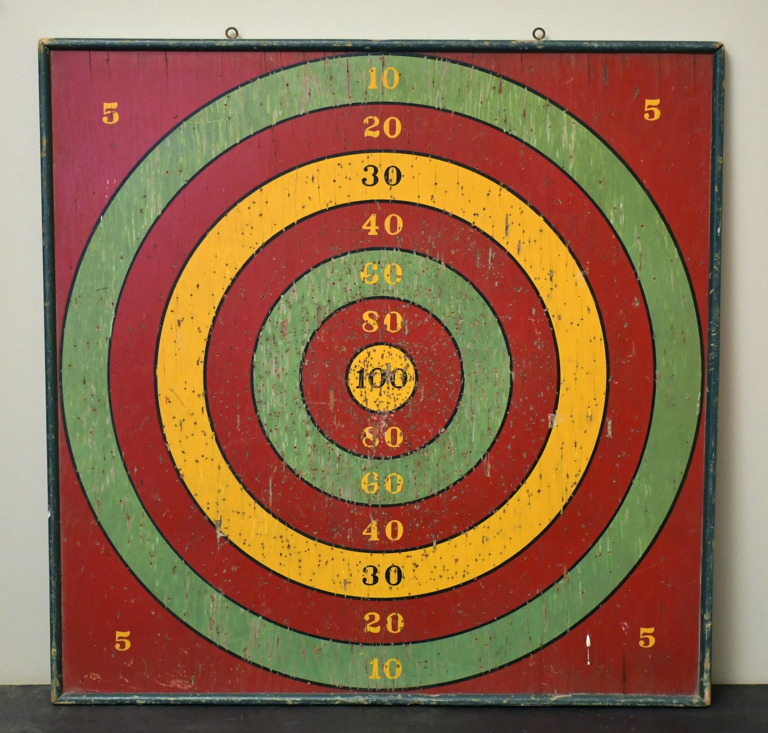 VINTAGE DOUBLE SIDED WOOD DARTBOARD  307451