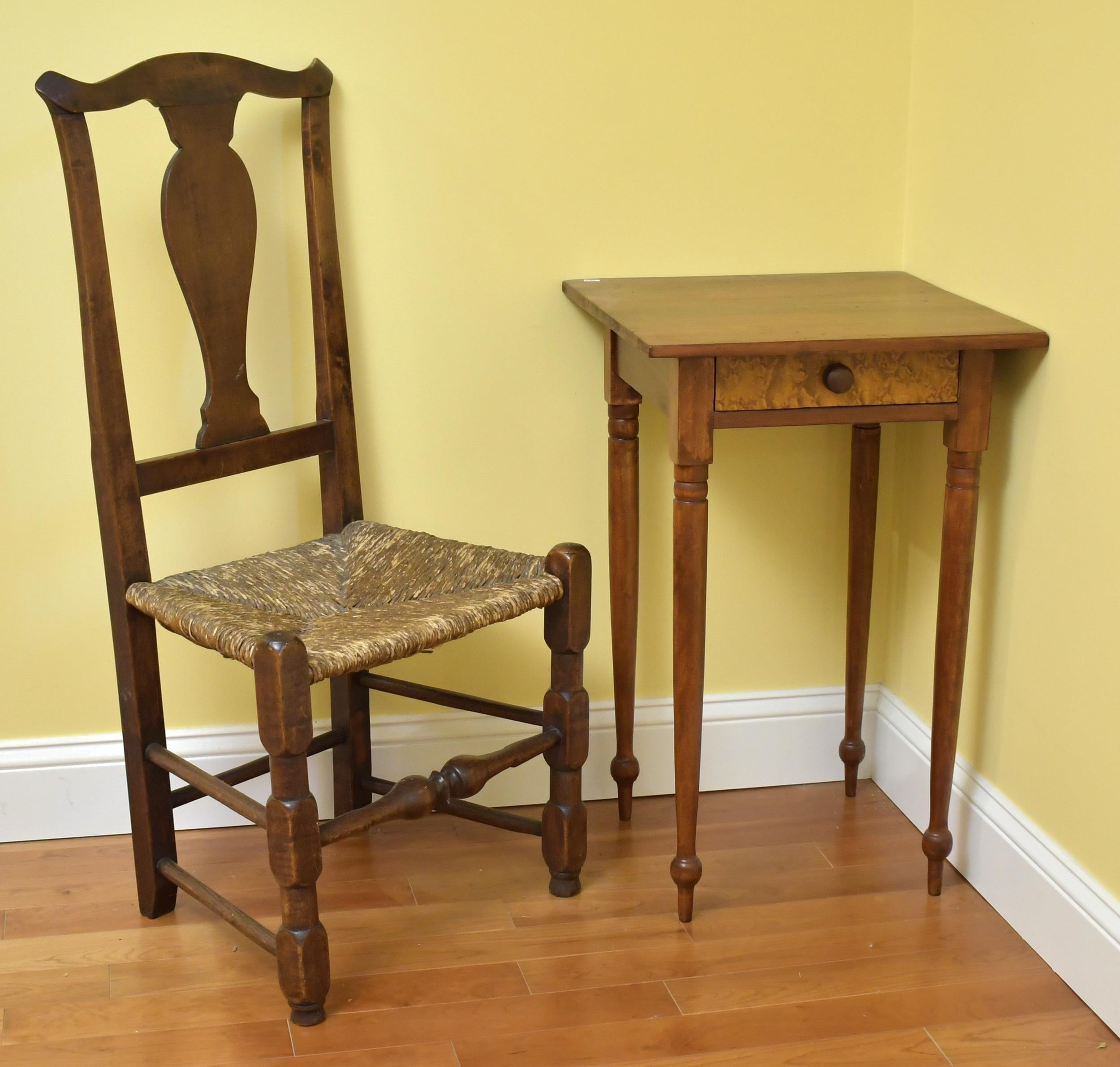 19TH C. STAND AND 18TH C. CHAIR.