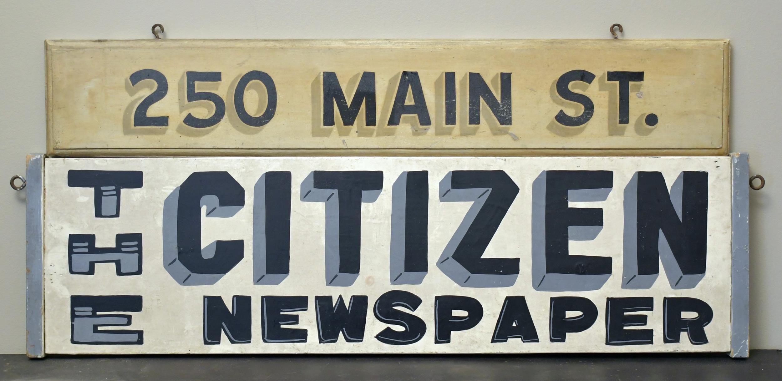 TWO WOOD SIGNS, CITIZEN NEWSPAPER