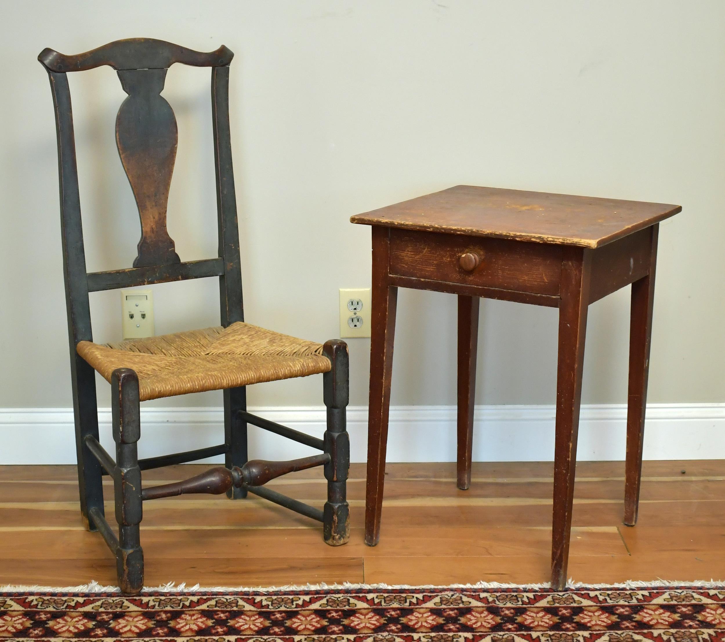 ANTIQUE CHAIR AND STAND. Early