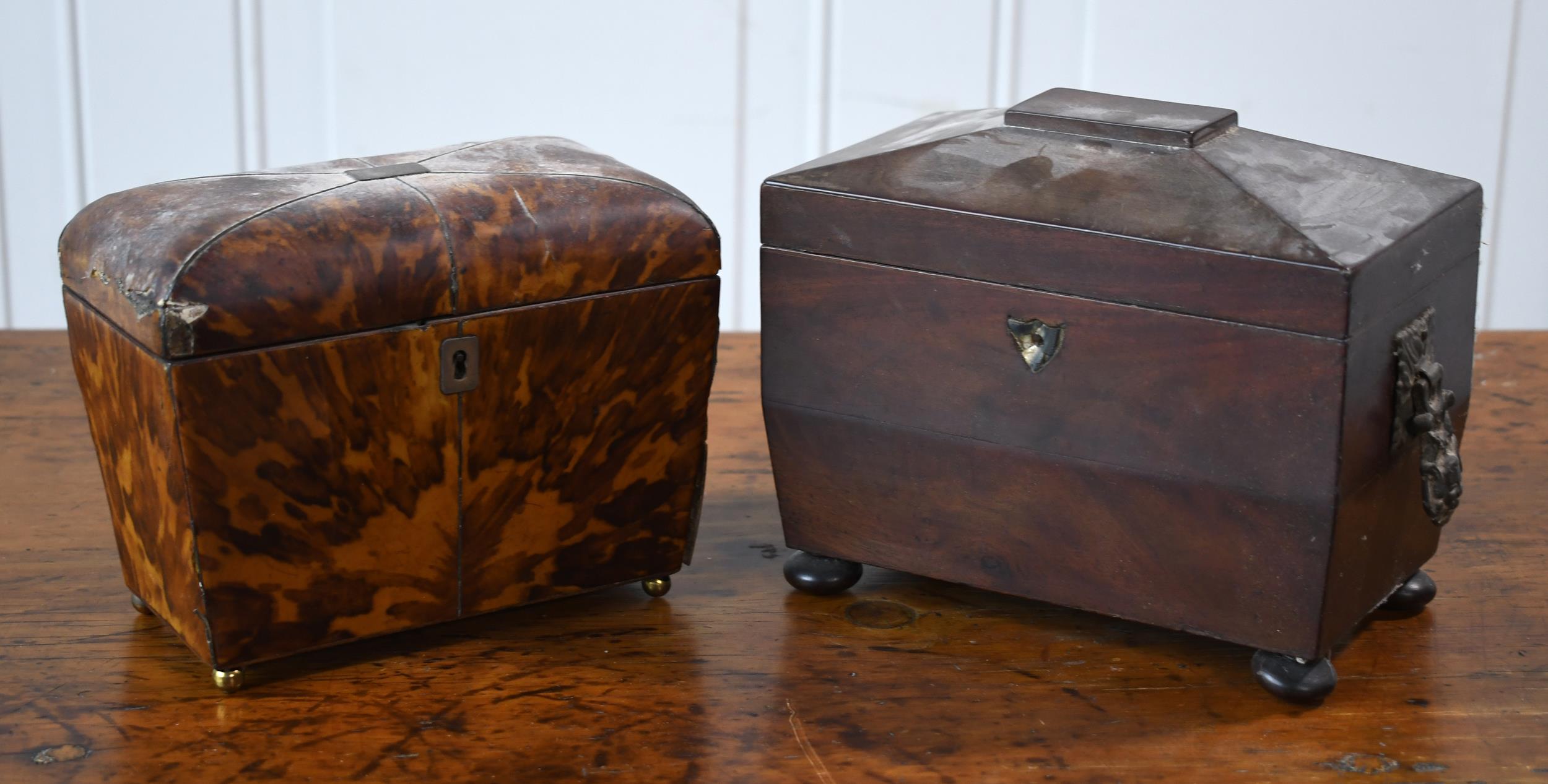 TWO 19TH C ENGLISH TEA CADDIES  3074df