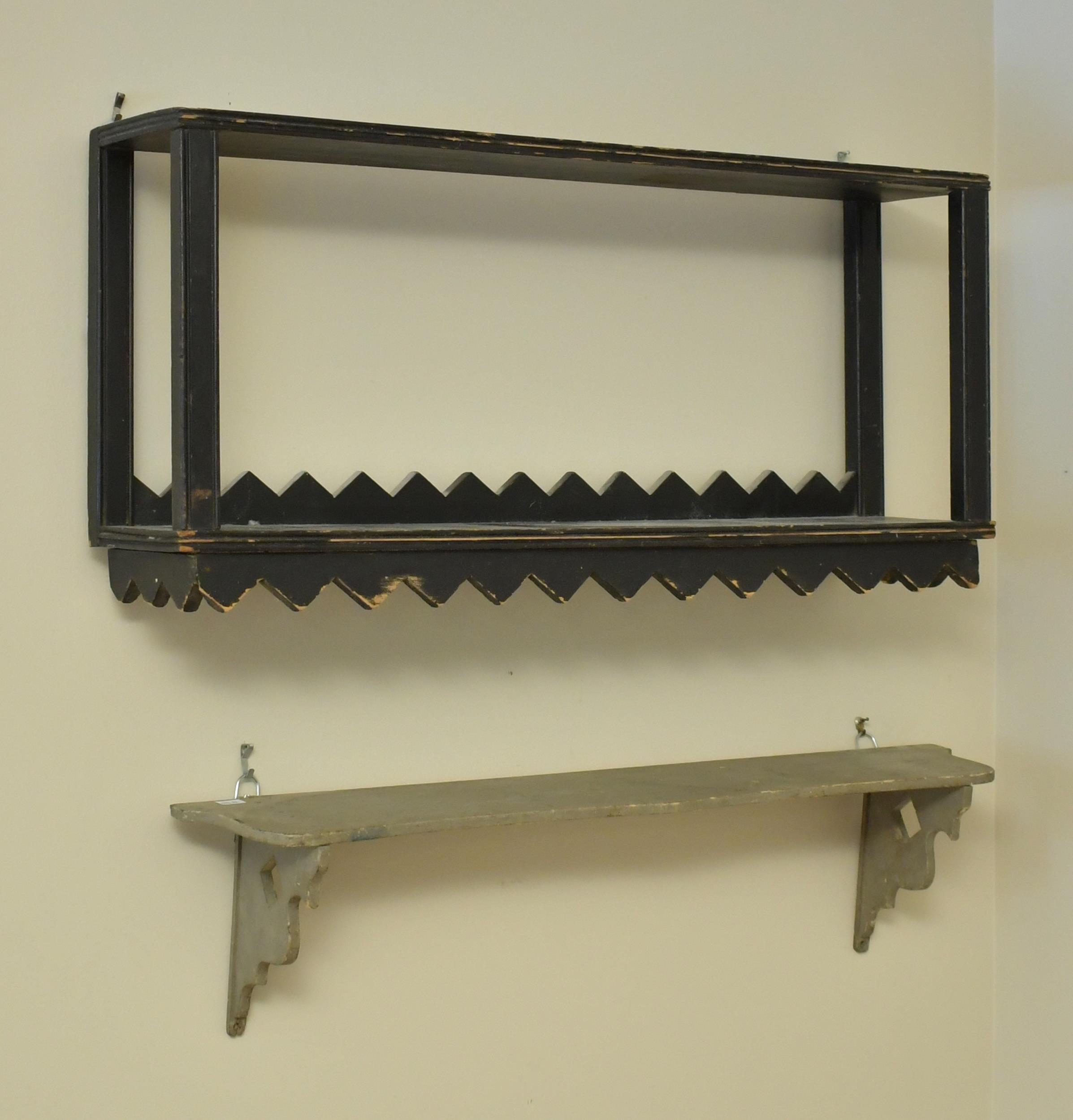 TWO VINTAGE WALL SHELVES. A vintage