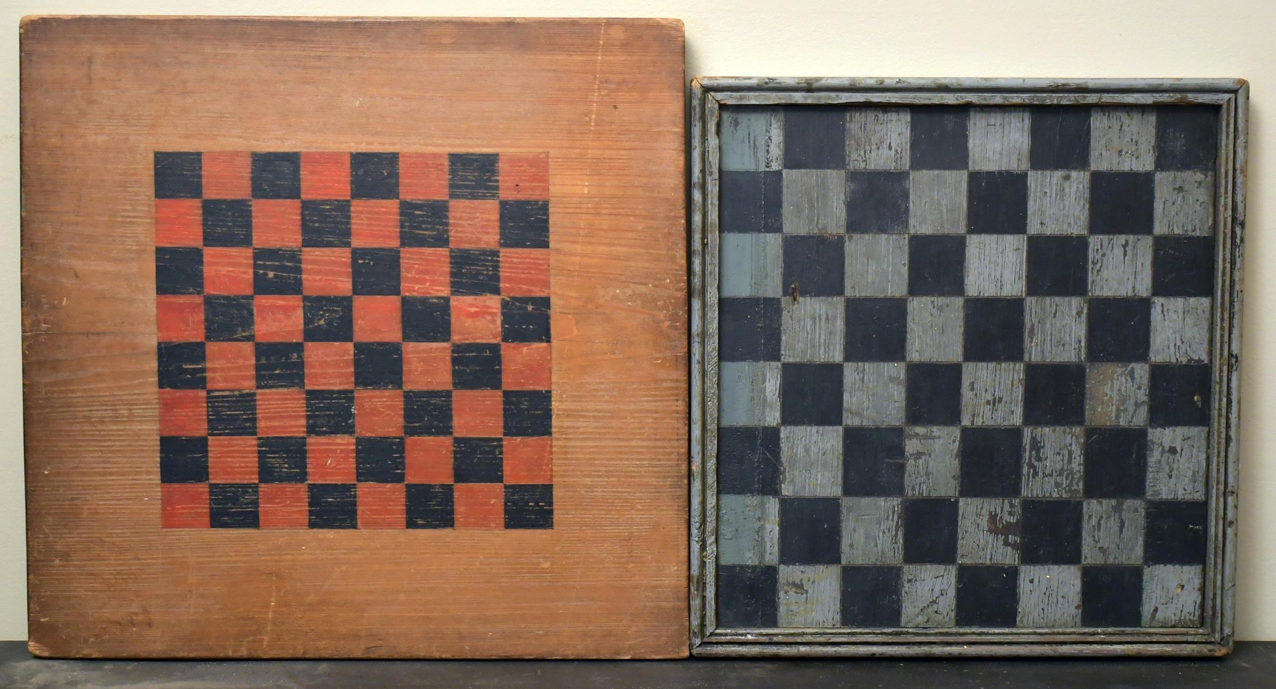TWO VINTAGE PAINTED CHECKER BOARDS  3074f2