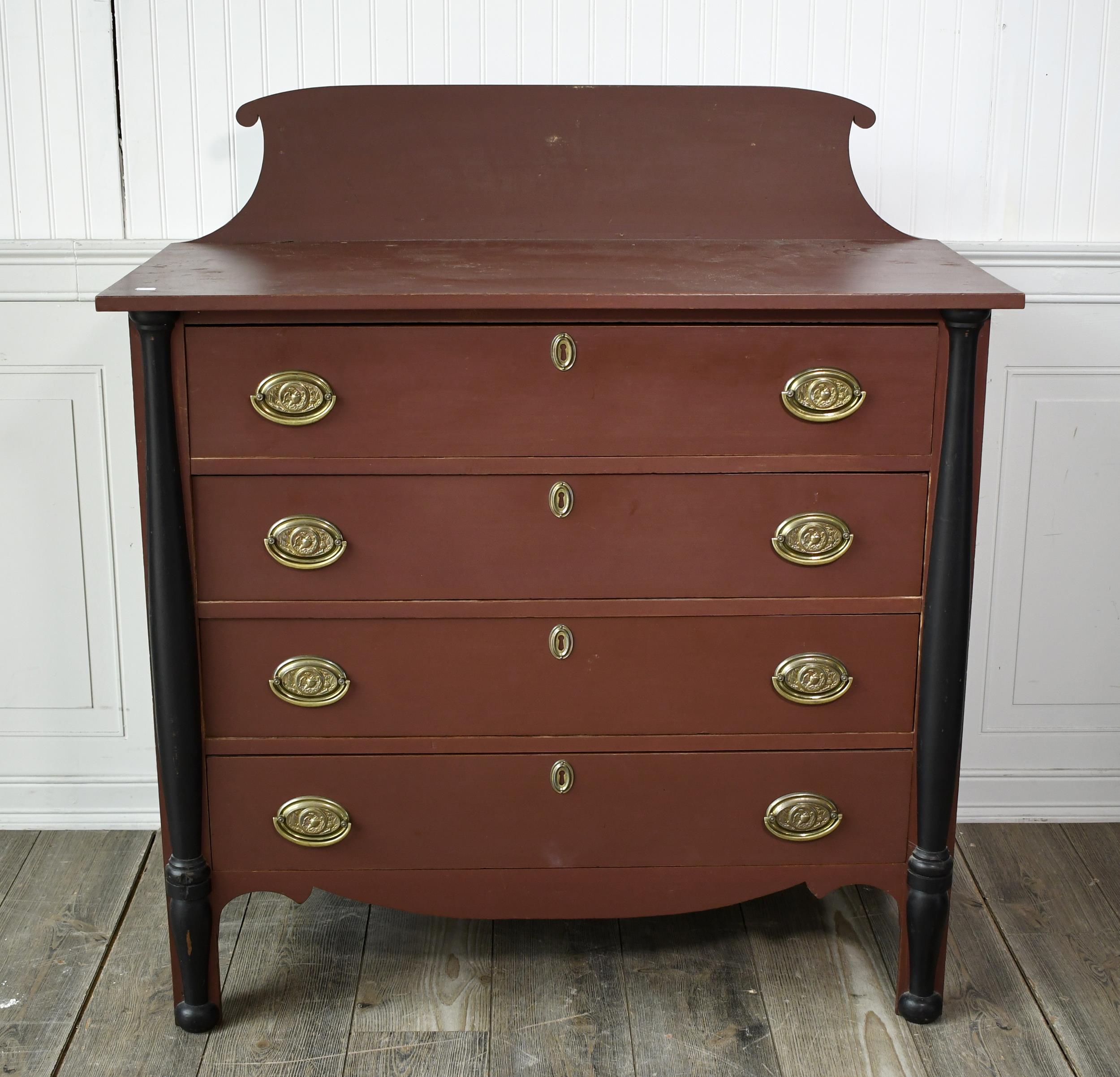 19TH C. TRANSITIONAL FOUR DRAWER CHEST.