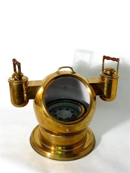 Brass and copper deck mounted compass